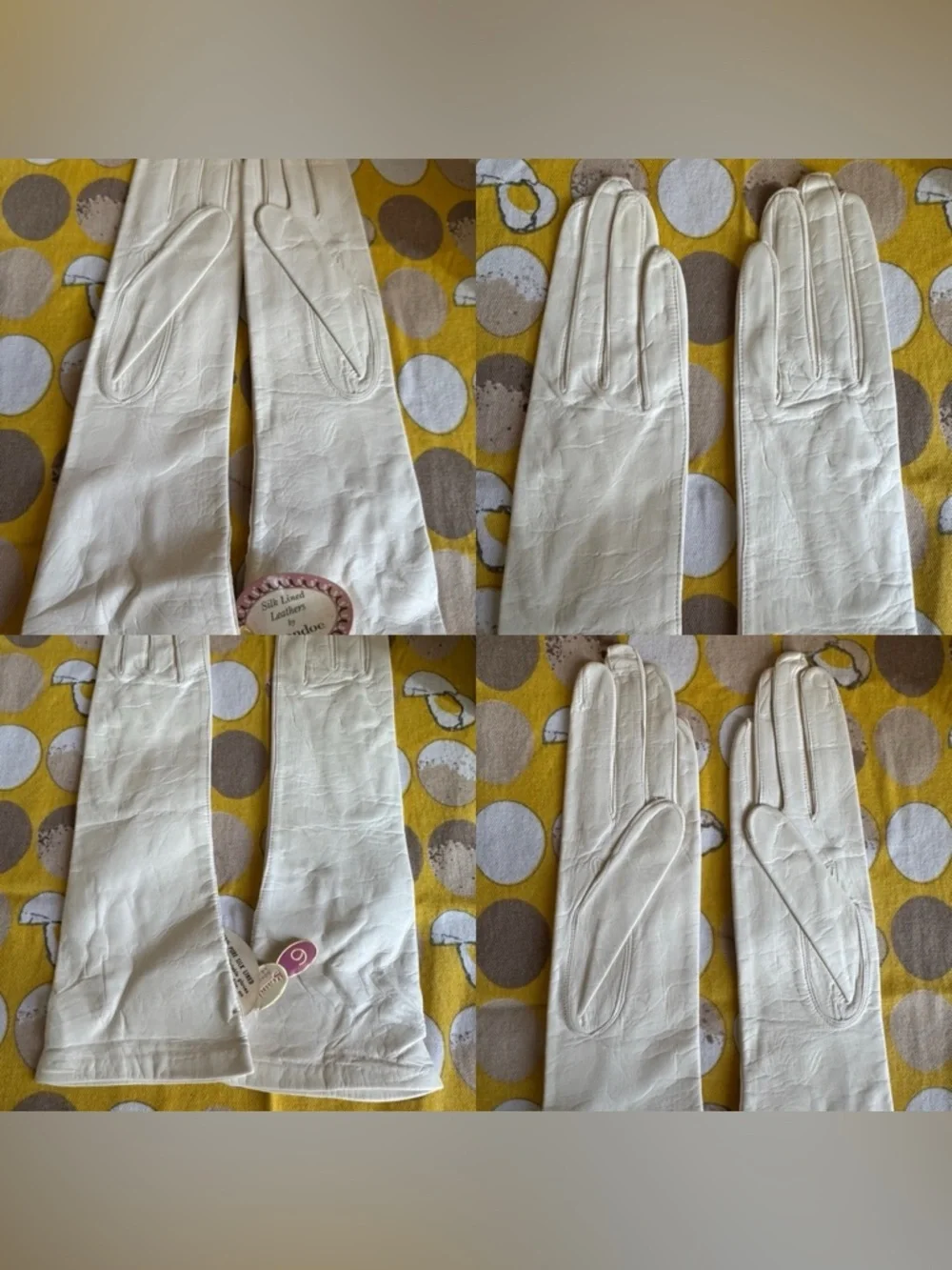 Vintage NWT Grandoe silk lined Leathers cream gloves size 6